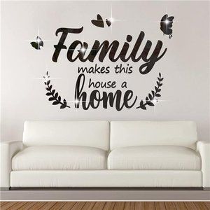 3D Acrylic Mirror Decal Wall Decor Stickers Family Letter Quotes Wall Stickers